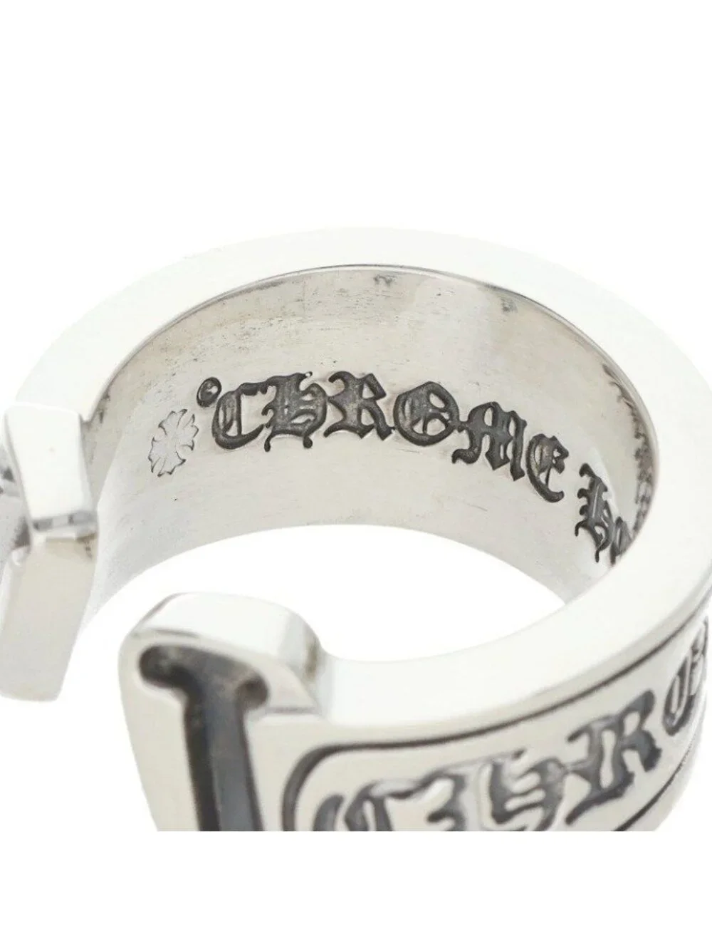 Chrome Hearts LG Scroll Label Large Silver Ring